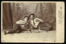 Antique Photo Men Friends on Floor Drinking Beer Cigars & Guns Indiana 1890s Gay picture