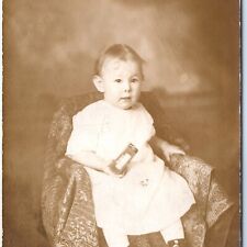 ID'd c1912 Spaulding, OK Cute Baby Girl RPPC Real Photo PC Cora A Tolleson A122 picture