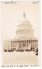 1932 Photograph Capitol Washington DC, Stairs, Cars, Sepia Photo picture