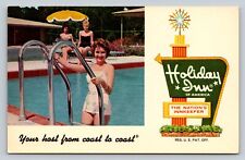 Beautiful Ladies Poolside Holiday Inn Clinton OK Vintage Advertising Postcard picture