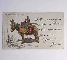 Antique The Prospectors Automobile Private Mailing Card Donkey Mule PC Gold Rush picture