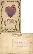 Birthday postcard purple violet flowers 1909 to Bessie Driskill Junction City OR picture