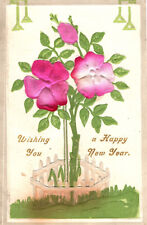 Vintage Wishing You A Happy  New Year Postcard Flowers picture