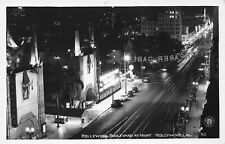 Postcard Real Photo RPPC Hollywood Blvd at Night Hollywood California Ca picture