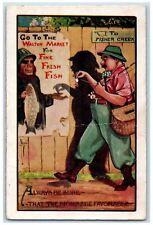 c1910's Fishermen Buying Fish Walton Market Winsch Back Antique Postcard picture