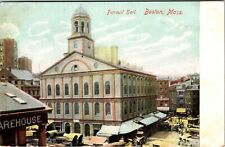 Vintage Postcard Faneuil Hall Boston Mass Massachusetts 1901-1907 Old Cars Wagon picture