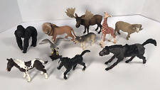 Schleich Animals Lot of 10 Toy Figures Moose Lion Gorilla Giraffe Horse Wolf Ram picture