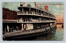 c1913 Excursion Steamer Christopher Columbus Dock Chicago Illinois Postcard picture