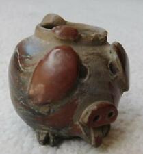 One-of-a-kind PRIMITIVE SMALL CERAMIC PIG CUP Neanderthal? Indian? Mexico? picture