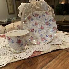 Royal Albert bone china Teacup and Saucer Kendal floral chintz blue pink picture