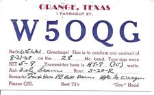 QSL 1948 Orange Texas      radio card picture