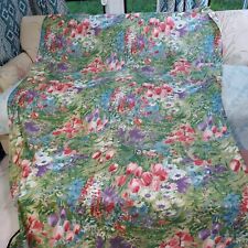 Vintage 58 X 101 Long Rectangular Multicolor Spring Floral Fabric Tablecloth picture