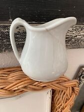 Antique Ironstone Chunky Pitcher Farmhouse Shabby Chic Stained Crazed Patina picture