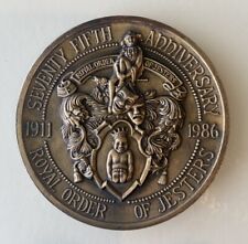 Vintage Masonic Royal Order of Jesters Medallion 75TH Anniversary 1911-1986 picture