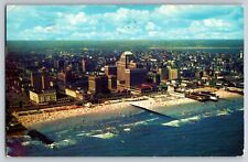 Atlantic City New Jersey Birds Eye Aerial View Beach Pier 1961 Postcard picture