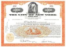 $1,000 Bond City of New York dated 1960's-70's - For Rapid Transit Railroad Purp picture