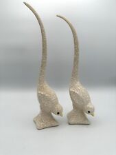 Vintage Pair of Ceramic White Speckled Birds By China Craft MCM picture