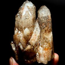 424g  NEW Unique skeletal Elestial QUARTZ Crystal Point，Red clay crystal A979 picture
