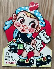 Vintage Mechanical Diecut Valentine’s Day Card - Scottish Boy Scotty Dog Kilt picture