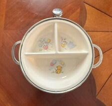 vintage Excello Ceramic & Metal Baby food Warmer dish, cute colorful graphics picture