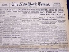 1947 JUNE 5 NEW YORK TIMES - LABOR BILL VOTED BY HOUSE 320-79 - NT 115 picture