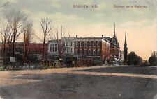 Goshen Indiana~Main Street Square on a Saturday~Horse Buggies~1908 PCK Handcolor picture