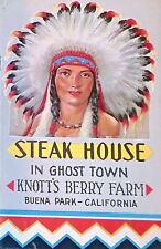 C.1950s Buena Park, CA. KNOTTS BERRY FARM. Steak House Menu. Brochure. Map.  picture