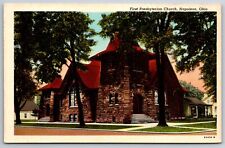 Napoleon Ohio~First Presbyterian Church~1940s Linen Postcard picture