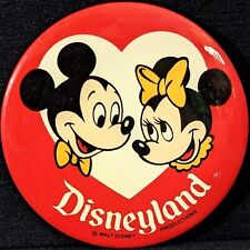 1980s Disneyland Mickie And Minnie Valentine's Heart Pinback Button picture