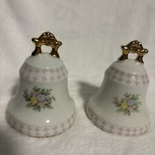 Vintage Lefton China Floral Hand Painted Bells 3  1/2” Tall picture