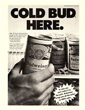 1978 Budweiser Print Ad, Cold Bud Here Six Pack in the Refrigerator KSFO Radio picture
