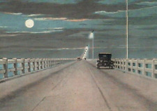 Vintage Postcard Nighttime on the Longest Automobile Bridge in the World FL picture