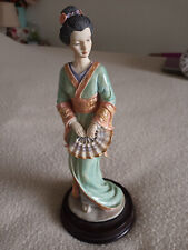  Vintage Arnart Imports Geisha Woman With Fan Figurine 1987 Handmade picture