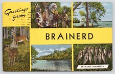 c1952 Greetings From Brainerd Minnesota Vintage MN 5 Photos Postcard picture