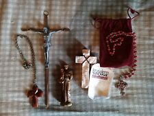 Vintage Jesus Crucifix Cross, 2 Cross Necklaces, 1 Stone Cross From Jerusalem  picture