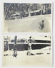 2 Vtg 1925-42 RPPC Forest Glen Inn Snow Scenes Trinity County CA Photo Postcards picture
