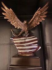 Vintage Patriotic Wings of Glory Bald Eagle With Old Faithful American Flag Figu picture