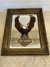Vintage Harley Davidson Wall Mirror Bar Shield Eagle Carved Wood Framed picture