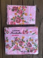 NIP VTG Cannon PINK Monticello American Rose Full Sheet Pillowcase MCM 3 pc Lot picture