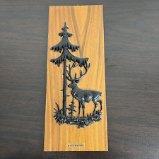 Vintage BANFF Canada Woodsy Wall Hanging Deer MCM 70's 3D Wood Metal Plaque picture