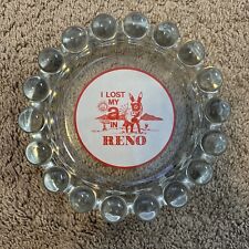 Vintage Reno Large Glass Ashtray Nevada Donkey Desert Casino 7.5 In - 2Ilbs 4oz picture