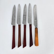 5 Vintage Universal & Unbranded Stainless Bakelite Handle Knives Cutlery UA picture