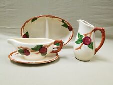 3pc Vintage Franciscan Ware Apple Pattern Serving Dish Lot Gravy Boat, Pitcher+ picture