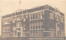 Hudson Iowa~Consolidated School~Dark Sepia RPPC 1920s Real Photo Postcard picture