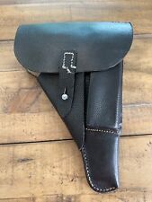 GERMAN WWII cxb 4 CODED BLACK PEBBLEGRAIN LEATHER SOFTSHELL P.38 HOLSTER, MINT picture