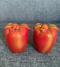 Vintage Red Apple Salt and Pepper Shakers Ceramic Used  picture