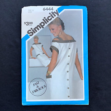 SIMPLICITY SEWING PATTERN #6444 Back Button Dress Vintage Sz 12 Uncut Women’s picture