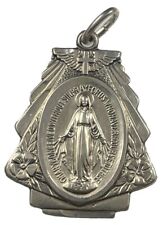Vintage Catholic Sterling Silver Miraculous Mary Medal, 5.9 Grams Silver picture