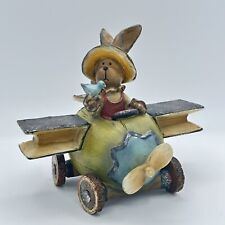 Vintage Bunny Flying An Airplane Resin Working Wheels Tii Collections Hand Made picture