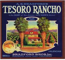 Tesoro Ranchoantique vintage 1930s, bradford bros CA Fruit Crate Label picture